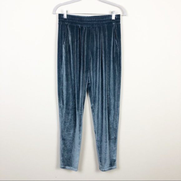 Bobi Velvet Lounge Jogger Velvet Velour Casual Elastic Waist Pants Blue Small - Picture 2 of 5